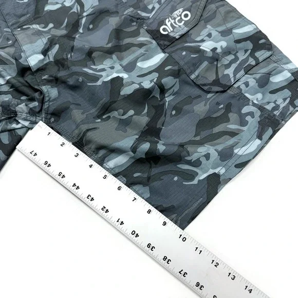 AFTCO Mens Blue Camo Ripstop Fishing Cargo Shorts Size 38 Camouflage Utility - Picture 7 of 9